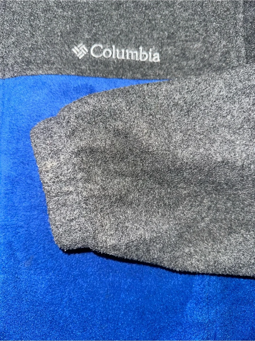 Columbia Gray Fleece Jacket with Blue Trim